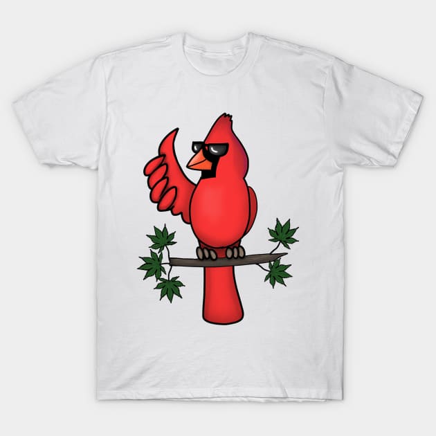 Mr. Cool Cardinal (Large Design) T-Shirt by Aeriskate